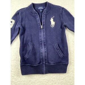 Polo Ralph Lauren Sweater Boys 7 Youth Full Zip Large Pony Preppy Academia Sport